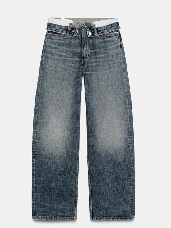 Zara Denim - Zara Women's Boyfriend Wide-Leg Washed Blue Jeans